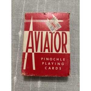 Vintage Aviator Pinochle Playing Cards Box Damaged Cards Are In Good Condition